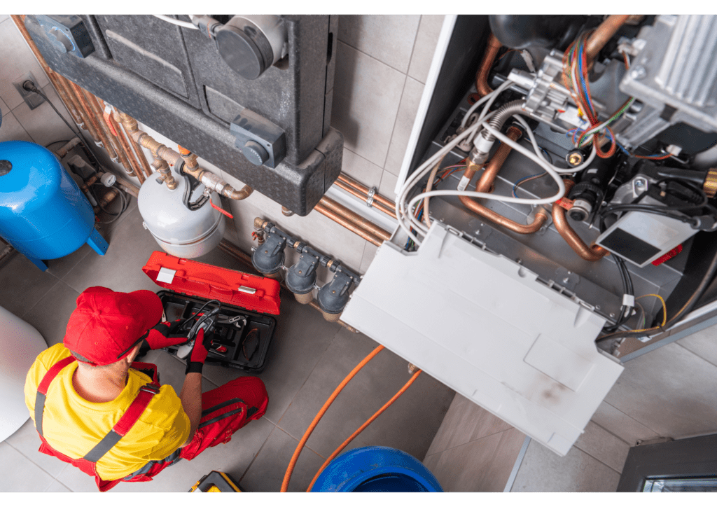 Endüstriyel Doğalgaz Tesisat Montajını yapan bir işçi